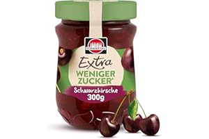 ‎SCHWARTAU Schwartau Extra Weniger Zucker Schwarzkirsche, zuckerreduzierter Fruchtaufstrich, 300g
