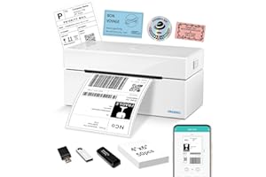 ORGBRO Impresora Termica Z1 Plus Bluetooth Impresora de Etiquetas de Envío 4x6 Impresora Etiquetas Autoadhesivas Etiquetadora Ideal para Pequeñas Empresas, Compatible con Amazon, Ebay, Shopify, Blanco