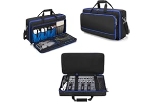Rexmica Guitar Pedal Board Storage Bag Compatible with Boss ME-80/GT-1000/GX-100/ME-90 Guitar Multi-Effects Pedal, Carrying Bag with Compartment for Guitar Cable or Other Accessories, Black