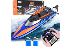 GizmoVine Ferngesteuertes Boot für Pools und Seen, 2.4 GHz 25KM / H Schnelle Renn-RC-Boote mit Alarm bei Schwacher Batterie Capsize Recovery für Jungen Mädchen Erwachsene