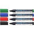 Schneider Board/ Flip Chart Marker 293 4 Pack of Black, Red, Blue, Green, Refillable 1 + 4 mm