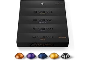 Nespresso Vertuo - Bundle 50 Capsules de Café - Espresso, Torréfaction Moyenne, Intense - 10x Orafio, 10x Altissio, 10x Diavolito, 10x Voltesso, 10x Ristretto