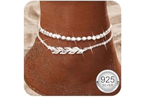 YADOCA Cavigliera Donna Argento 925 Impermeabile Regolabile Cavigliera Argento 925 Donna Cuore Perline CZ Cavigliere Donna