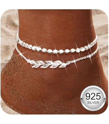 Cavigliera doppia con perline in argento sterling: gioielli delicati