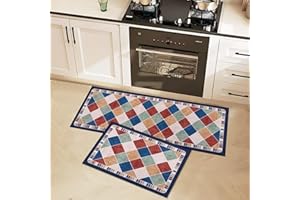 LY4U Kitchen Mat Sets Non slip Washable, Anti Fatigue Kitchen Rugs Runner Set of 2 for Home, Floor Mat, Decoration, Office, Standing Desk
