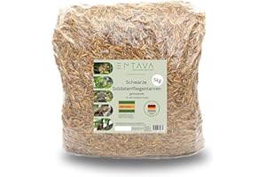 ENTAVA 5kg Soldatenfliegenlarven getrocknet in Premium-Qualität, Vogelfutter, Koifutter, Igelfutter, Eichhörnchenfutter, ganzjähriges Futter für Wildvögel