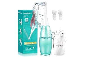 PROPODUSCHE Bidet Portable 450ml, douche portable avec 2 buses, bidet de voyage avec sac de rangement,pour les soins post-partum des femmes et la réparation du périnée (vert)