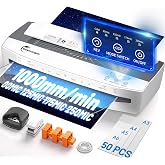 Buyounger A3 Laminator 4 Rollers, 80-250 Microns with 50 Bags | 1000mm/min Fast, Hot &amp; Cold Mode, REV Inversion, Bubble Free