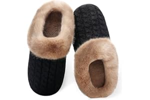 MABOVE Zapatillas Casa para Mujer CáLido Pantuflas de Memory Foam con Forro de Felpa Cómodas Antideslizante para Interiores y Exteriores