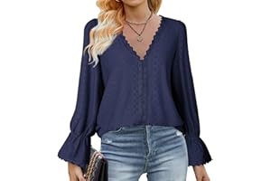 Zetieny Bluzka damska Koszule z dekoltem w serek Topy z długim rękawem Eleganckie topy damskie na co dzień