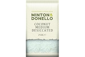 Minton & Donello - Coconut Medium Desiccated, 250g - Vegan Friendly - Free from Any additives, preservatives or flavourings