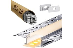 LASLUX 26 x Profilo Alluminio per Strisce LED 2M, Profilo Cartongesso per Barra Led, Installazione Superficiale per Illuminazione Indiretta del Soffitto, Compatibile con Diffusore Led e Canaline led