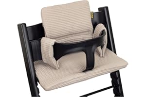 Ukje | Sitzkissen für Stokke Tripp Trapp Hochstuhl | Waschbar auf 30 Grad | Wunderschöner Waffelstoff | Tripp Trapp Kissen Polster Sitzauflage | Extra dick | Sitzverkleinerer Tripp Trapp | Taupe