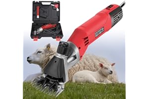 Vinteky 780W Esquiladora Ovejas, Cortapelos Eléctrico Profesional para Ovejas Alpacas Cabras, 6 Velocidades Ajustables (Rojo)