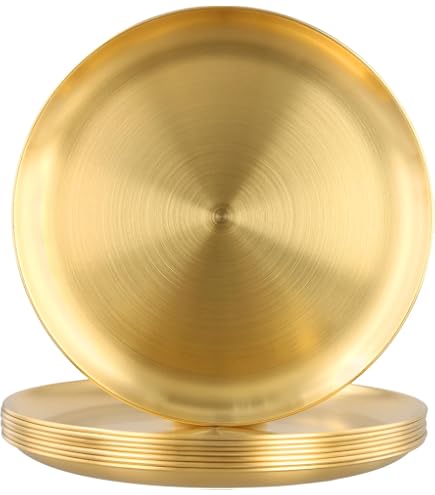 Lot De 6 Assiettes Plates Réutilisables En Plastique Argenté - Diamètre 32.8 Cm, Pour Présentation