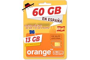 MARCO POLO MOBILE Orange Spain - Tarjeta SIM Prepago 60GB en España| 13 GB en la Unión Europea | 500 Minutos Internacionales | 5.000 Minutos Nacionales | Activación Online Solo en marcopolomobile com