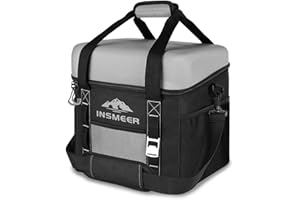 INSMEER Bolsa Termica Grande 36L, 50 Can Bolsa Nevera Plegable con [Techo Duro EVA], Impermeable Pequeña Bolsa Nevera Nevera, Bolsa Aislante Bolsa Térmica para Picnic, Camping