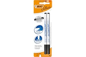 ‎BIC BIC Velleda Whiteboard-Stifte, trocken abwischbare Marker in schwarz, geruchsarm und mit widerstandsfähiger, dünner Spitze, 2 Stück