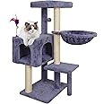 TWDEPART Cat Tree Tower with Cat Scratching Posts,Activity Centre Climbing Tree Furniture with Big Cat Condo and Hanging Balls,Grey