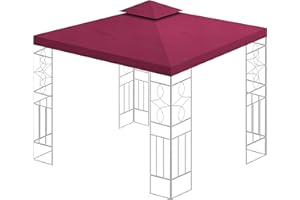 habeig Ersatzdach 340g/m² Dach EXTRA STARK PVC Beschichtung Pavillondach 100% Wasserdicht Pavillon 2,98x2,98m (knapp 3x3m) NEU (Bordeaux)