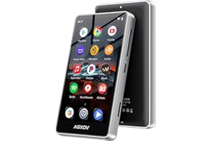 AGXOV Reproductor MP3 144GB con WLAN y Bluetooth, Reproductor MP4 con Pantalla Táctil de 4,02 Pulgadas, Marco Metálico Plateado con Spotify, Amazon Music, Deezer, Radio FM, Lector de E-Books (Negro)