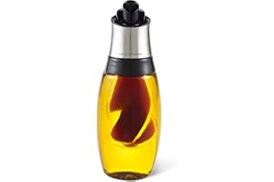 Cole & Mason H103069 Bristol Duo Distributeur D'Huile et Vinaigrier, 450ml D'Huile 50ml Vinaigrier, Verseur Bouteille Pour D'Huile et Vinaigre, Verre/Acier Inoxydable, 1 x Combi-Bouteille