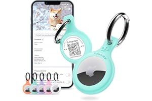 PAWVIEW AirTag Holder & Collar for Pets. GPS Tag & App with Smart QR ID for Instant Location, Pet Profile and Contact Info. Dog Tracker or Cat Tracker(Tiffany)