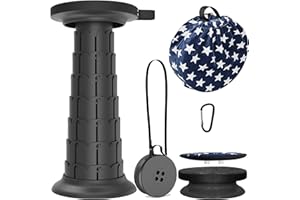 ALEVMOOM Tabouret Pliant Portable Tabouret Télescopique avec Coussin et Sac à Main Tabouret de Camping pour Adultes La Pêche BBQ Intérieur Activités Plein air, Maxi Charge 250kg