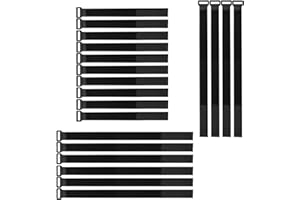 SHULLIN 10 pcs 20cm 10 pcs 30cm Loop Securing Straps Adjustable Hook and Loop Strap Loop Straps Reusable Elastic Cinch Straps Fastening Cable Straps for Extension Cords Basement Boat(Black)