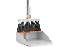 KapStrom Broom & Dustpan Set for Indoor/Outdoor Sweeping, 35" / 89 cm Long Handle w/Soft Bristle Brush for Home Use, Kitchen, Office & Lobby