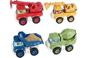 Banaone Spielzeugauto ab 1 2 3 Jahre, 4 Stück Baufahrzeuge Spielzeug, Bagger Spielzeug Auto Spielzeugautos Set, Baby Konstruktionsfahrzeuge Baufahrzeuge, Minibagger Spielzeugauto für Kinder (B)