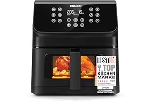 ‎COSORI COSORI Airfryer, Heißluftfritteuse 6,2L mit Sichtfenster und Shake Reminder, 12-in-1 Heissluftfritteuse, Fritteuse 85 Prozent weniger Fett, 50 Rezepte, 55 Prozent energiesparend, einfache Reinigung