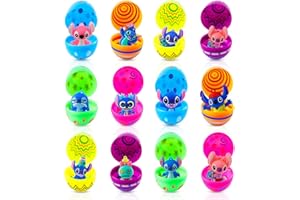 Sinaikepoo 12 Stück Stic Ostereier zum Befüllen mit Cartoon Figuren, Befüllbare Ostereier mit Spielzeug, Plastikspielzeug Gefüllte Ostereier, Easter Eggs for Filling, Ostergeschenke Kinder