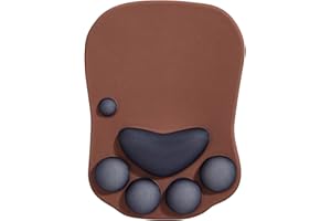 DOBAOJIA Tappetino Mouse con Poggiapolsi, Mouse Pad Ergonomico, Tappetino per Mouse con Zampa di Gatto Carino, in Morbido Silicone, Base Antiscivolo, per casa/ufficio/gioco, Marrone e Nero