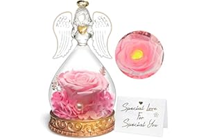 ‎INYESKON Ewige Rose Geschenke, Ewige Rose in Engel Glaskuppel, Konservierte Blumen Handgemachte Ewige Rose für Frauen Freundin Mutter zu Valentinstag Weihnachten Geburtstag (Rosa), 1 stück
