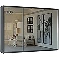 Mirror Sliding 2 or 3 Door Wardrobe with LED Light 90cm/120cm/150cm/180cm/203cm/250cm White-Black-Grey-Walnut-Wenge-Oak (Grey, 250cm)