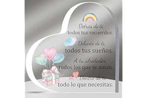 HZBLAZ Placas Corazón Acrílico Regalos Inspirador Hijo Hija Cumpleaños Graduación Mejores Deseos Recuerdos de Navidad Animar Amigas Hermana Prima Sobrina Jubilación Mujeres Hombres Arco Iris