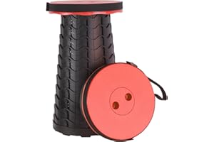 ‎BALLSEA Tragbarer Klapphocker, Zweiten Generation Kunststoff Teleskop-Hocker, Belastung 400 lb für Outdoor Camping Reise, Indoor Dining Party (Rot)