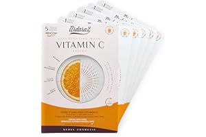 Ardaraz Pack 5 Mascarillas Faciales Hidratantes e Iluminadoras (Face Mask) Vitamina C Energy – Con Ácido Hialurónico y PHA | Antiedad, Natural & Vegana