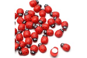 YIEUR 200 Stück Marienkäfer Holz Mini Dekoration, Holz marienkäfer selbstklebend Klein Streudeko Verzierungen für Babyparty Kostüm DIY Handwerk Scrapbooking Anhänger Wand Hut Deko (Marienkäfer)