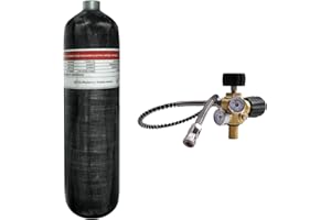 TUXING 4500psi 3L Carbon Fiber HPA - Botella de alta presión con dos manómetros hasta con manguera de alta presión de 24 pulgadas, M18 x 1,5