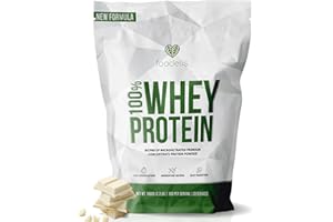 Foodelis Whey Protein 1 kg Chocolate Blanco | 33 Dosis de Proteína en Polvo con Aminoácidos Esenciales | Para Masa Muscular y Recuperación Rápida | Alta Solubilidad y Fácil Digestión