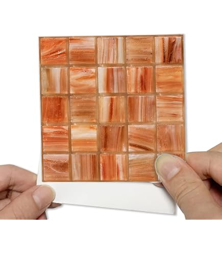 Bolsover Designs Orange Gloss Tile Stickers - Peel & Stick, 15cm X 15cm, Waterproof, Removable, For Kitchen & Bathroom