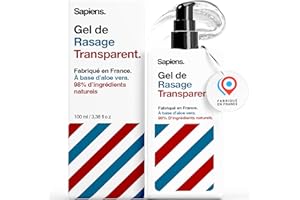 Sapiens Gel à Raser Homme 100 ml - Gel de Rasage Transparent - Naturel Fabriqué en France - À l’Aloe Vera pour une Glisse Optimale et un Rasage Ultra-Précis