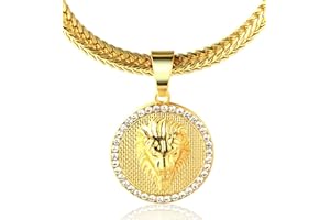 Halukakah "Kings Landing 18k Real Gold Plated Lion Pendant Necklace,with Free SharkTail Chain 30"