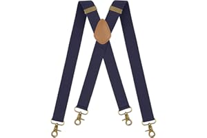 DiULi Mens Braces, 2Inch Wide Men's Suspenders with Strong 4 Carabiner Clips, Heavy Duty Suspenders, Adjustable Elastic X Shape Men Braces for Jeans