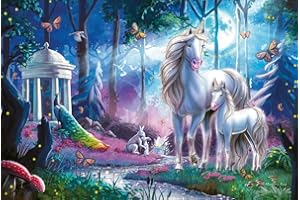 Schmidt Spiele 56486 Klacz jednorożca ze źrebakiem, 200 elementów, puzzle dla dzieci, kolorowe