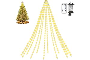Twinkle Star Christmas Tree Lights, 2m 12 Strands 300 LED Christmas Lights Indoor Outdoor with Remote/8 Modes/Timer/Dimmable, IP65 Waterproof Warm White Fairy String Lights for Xmas Tree Decor
