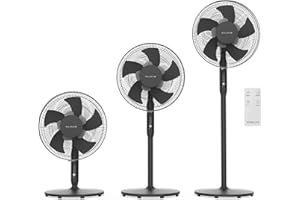 Newlux - Ventilatori a piantana con telecomando 3 in 1 W1050 Smart 10 Aspas da ø40cm, 3 Vel. e timer 18 ore. Ventilatore a pedale oscillante 90° con altezza regolabile 130, 100 o 70cm (Nero)