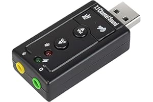 Dynamode USB-SOUND7, Portable USB Sound Card For Enhanced Media Experience- 7.1 Surround Sound, Deep Bass Sound, Compatible With Windows,Mac, Linux (BLACK)